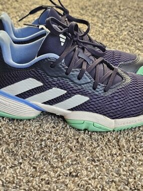 B6 Adidas Barricade Youth US 2.5 Blue Navy/Green White Tennis Pickle HP9695
